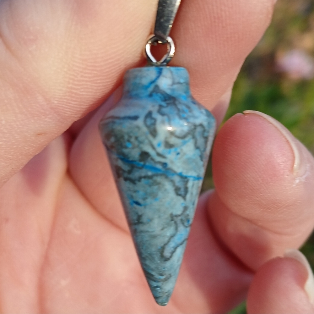 New Crazy Lace Agate Pendulum Pendant. 